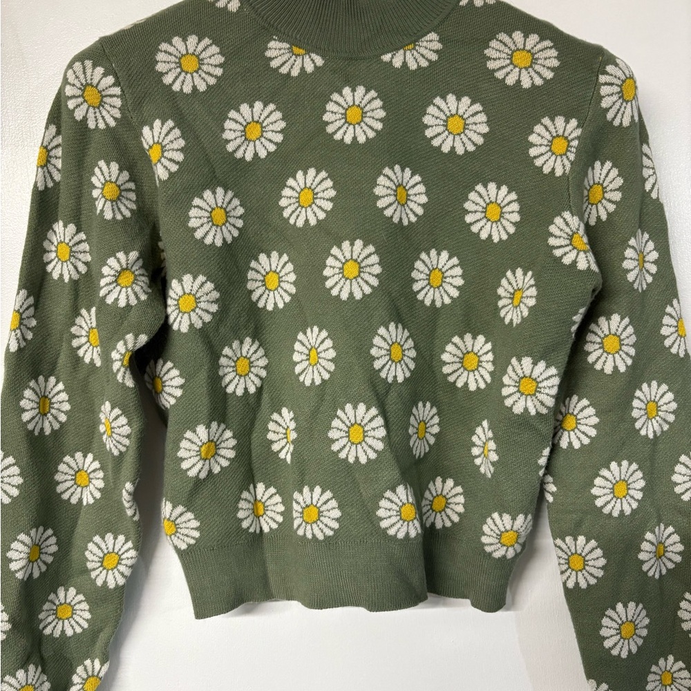 Ardene Green Floral Turtleneck Sweater